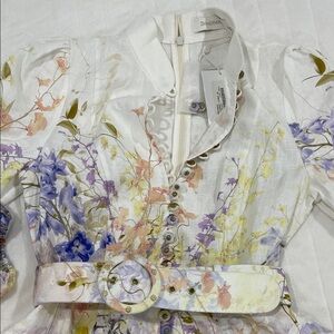 Zimmermann Multicolor Floral Dress with Belt